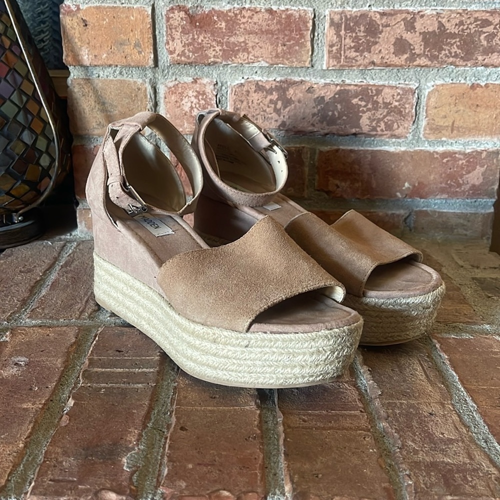 Steve Madden Apolo Leather Tan Platform Espadrilles